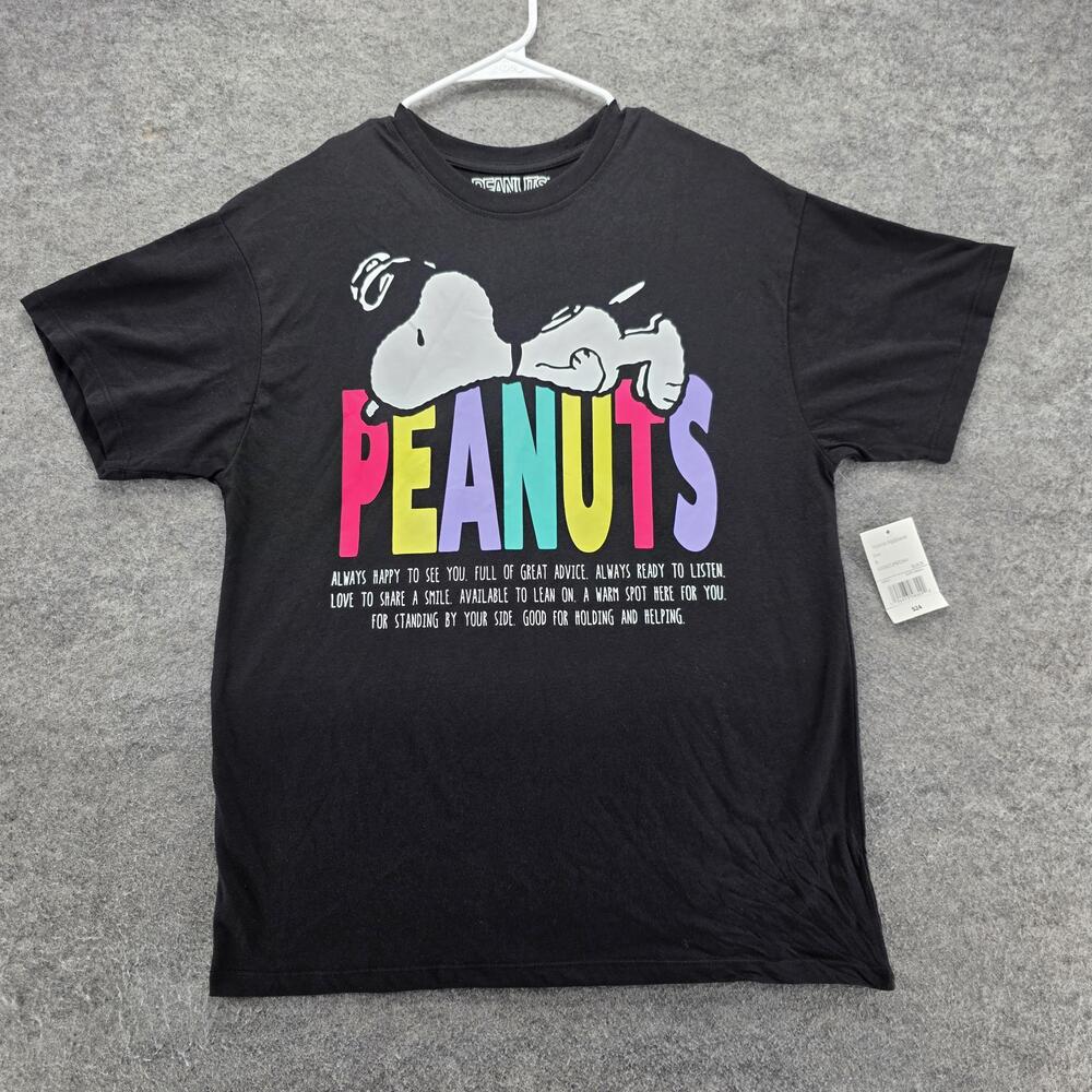 Hybrid Apparel Shirt Mens S Black Short Sleeve Crewneck Tagless Peanuts Snoopy